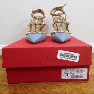 Excellent condition!  Valentino ankle strap light blue rockstud heels size 38